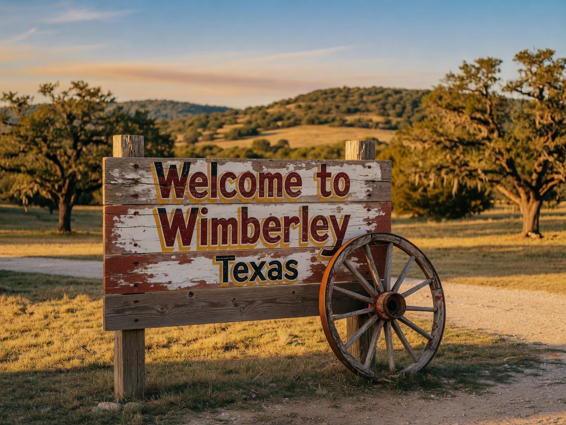 Scenic country road winding through the Texas Hill Country with rolling hills and wildflowers