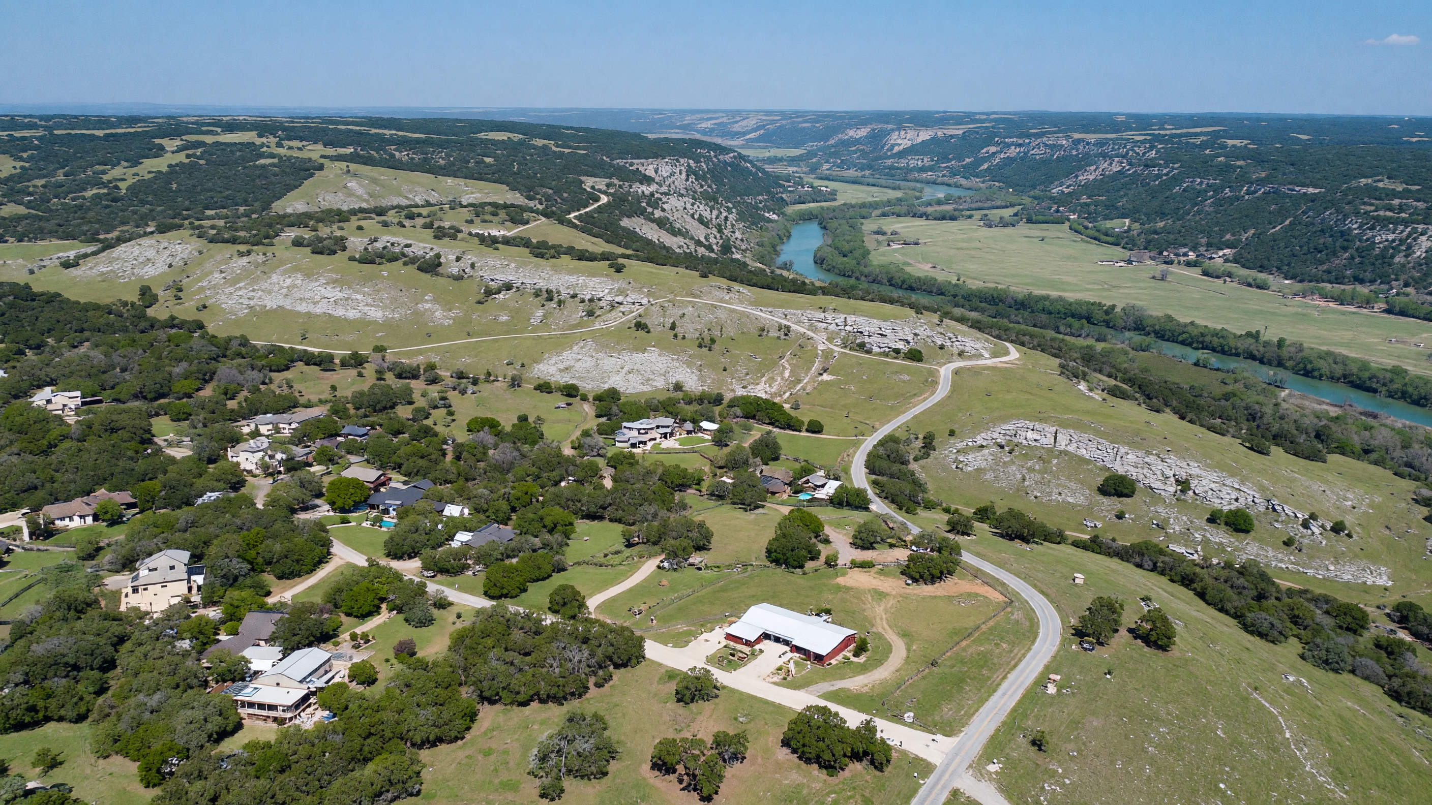 Hill Country landscape with rolling hills and live oaks near Driftwood Texas