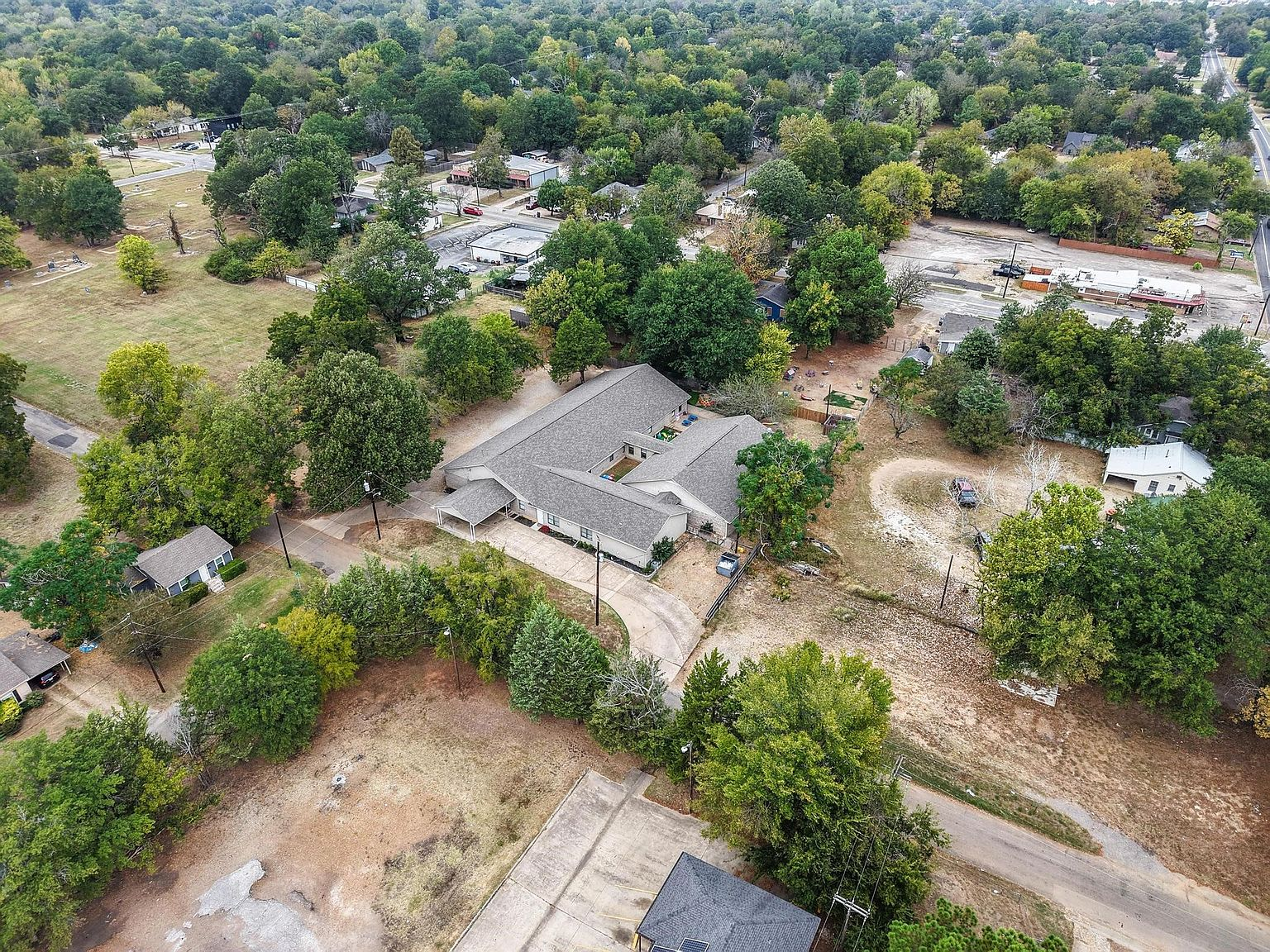Aerial view of 1905 E Price St commercial property campus