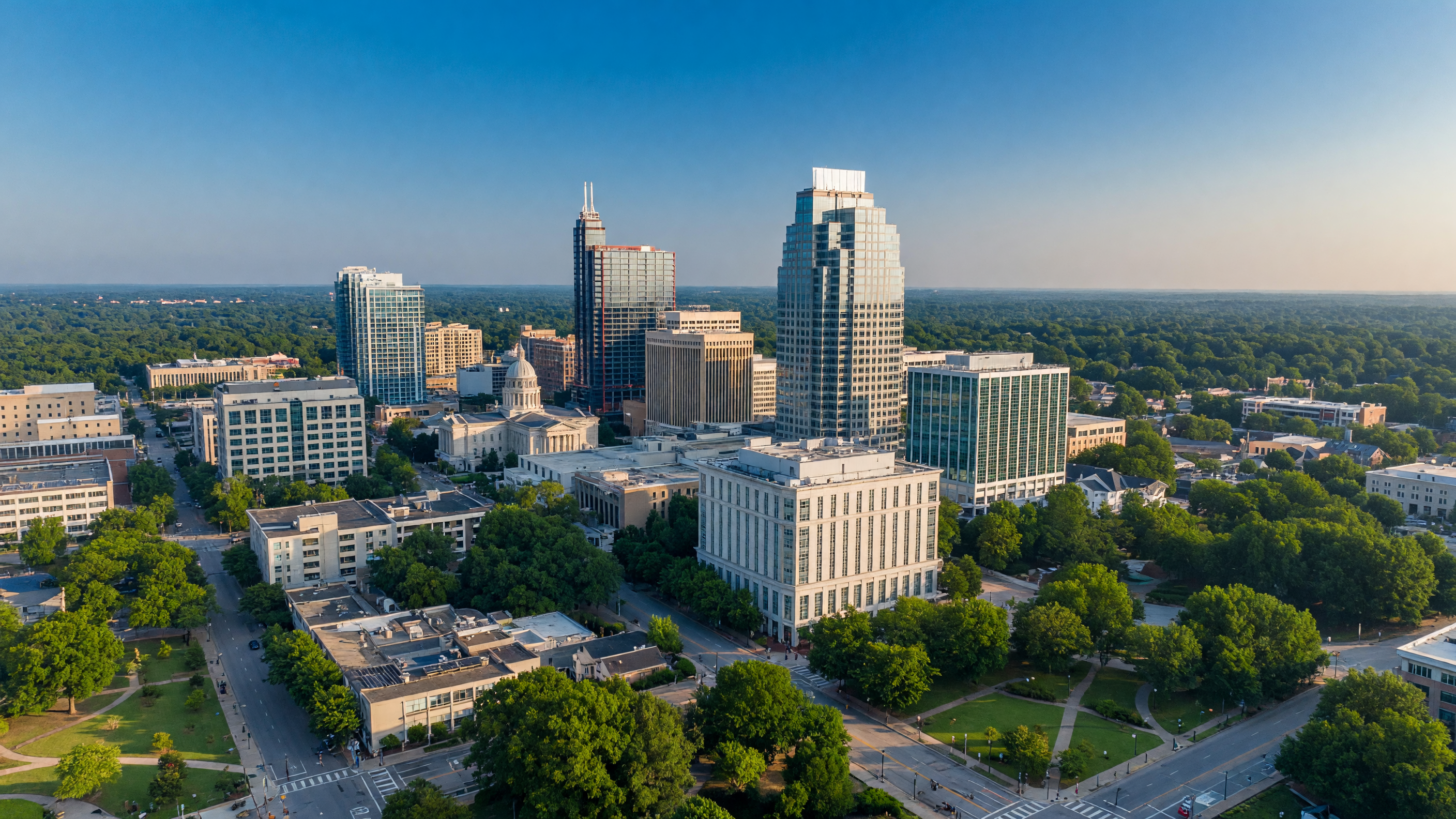 Raleigh North Carolina downtown skyline on a clear day