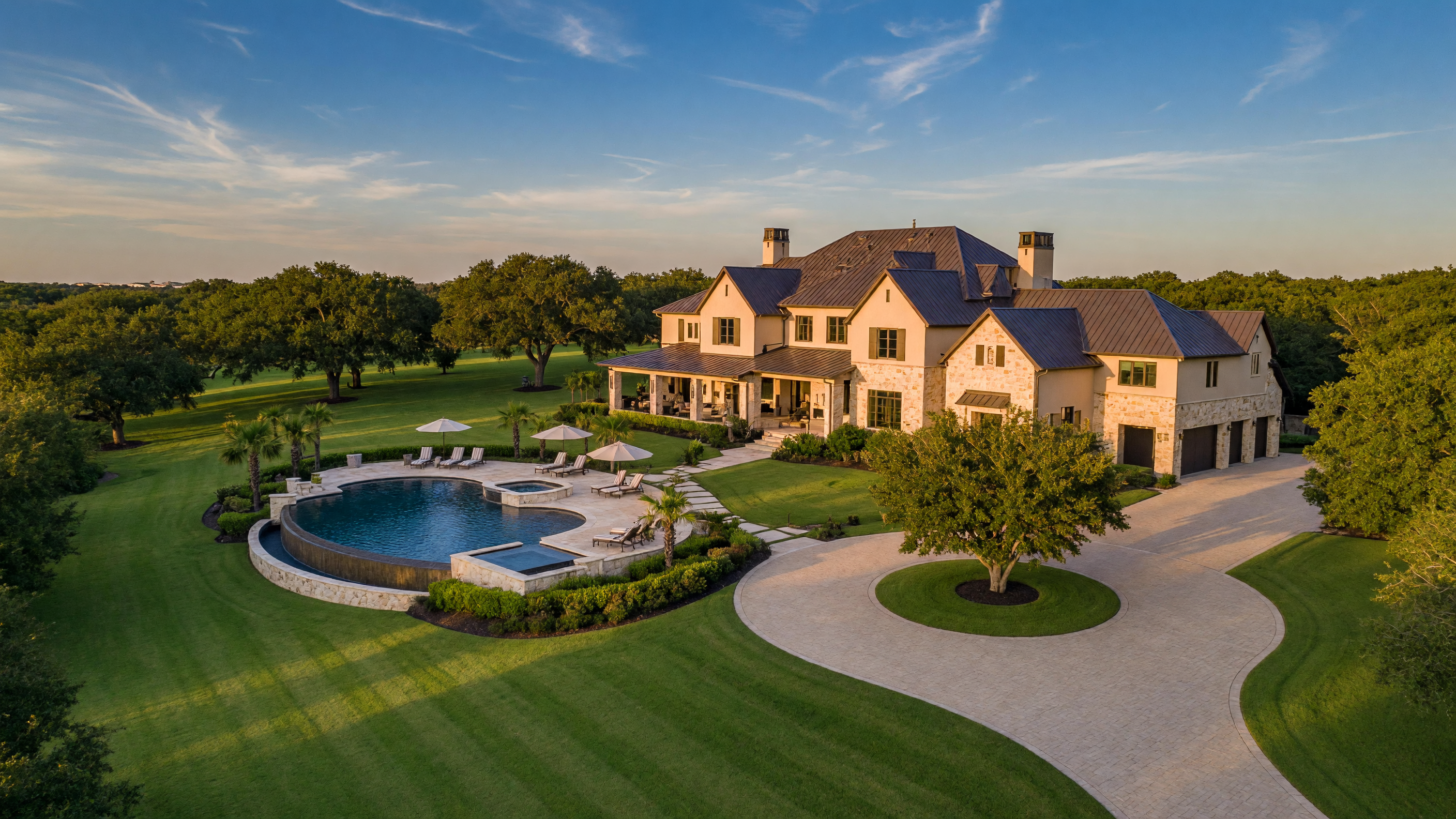 Luxury estate in Prosper, Texas with resort-style pool and manicured grounds