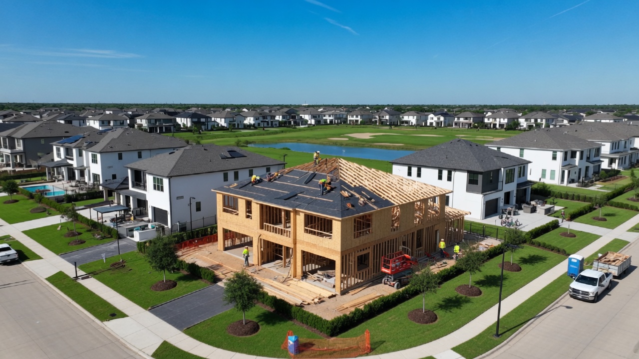 New luxury home under construction in a Collin County master-planned community