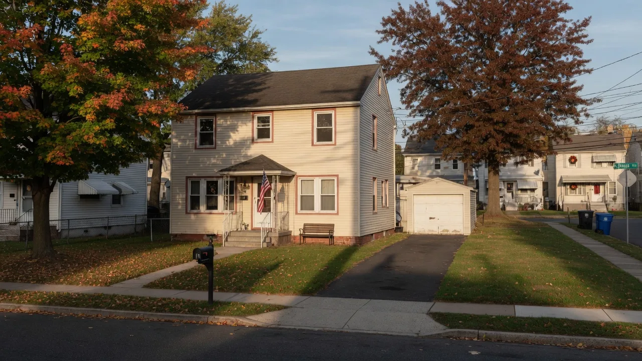 Residential home in a North Jersey neighborhood on a clear afternoon