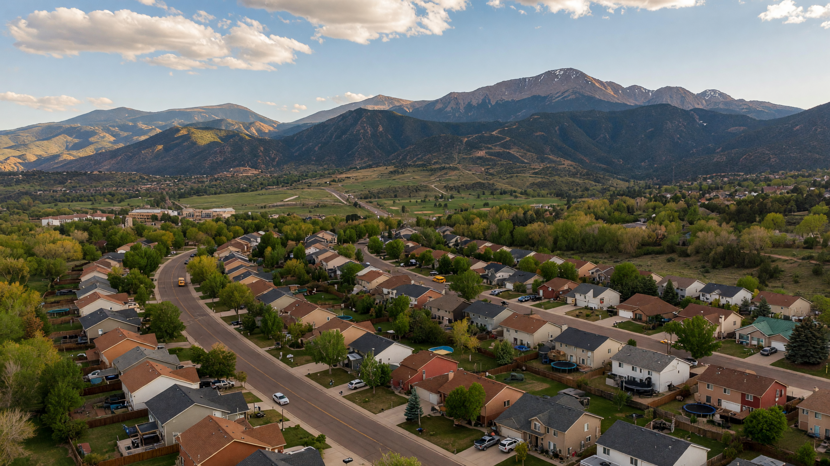Colorado Springs neighborhoods with Pikes Peak backdrop