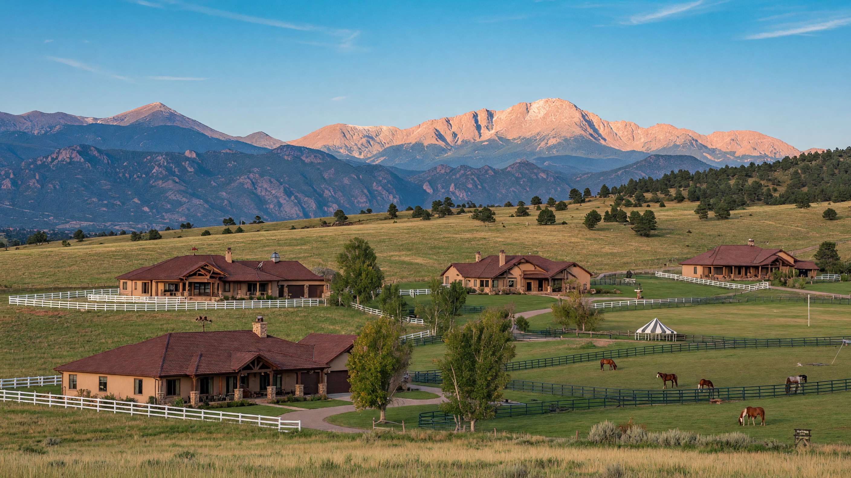 Expansive estate homes in Kings Deer with mountain views and open space near Monument, Colorado