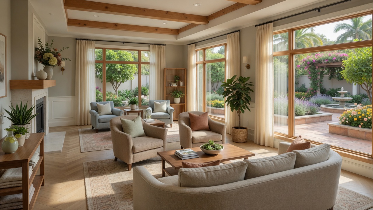 Bright, welcoming interior of a modern senior living facility in Southern California