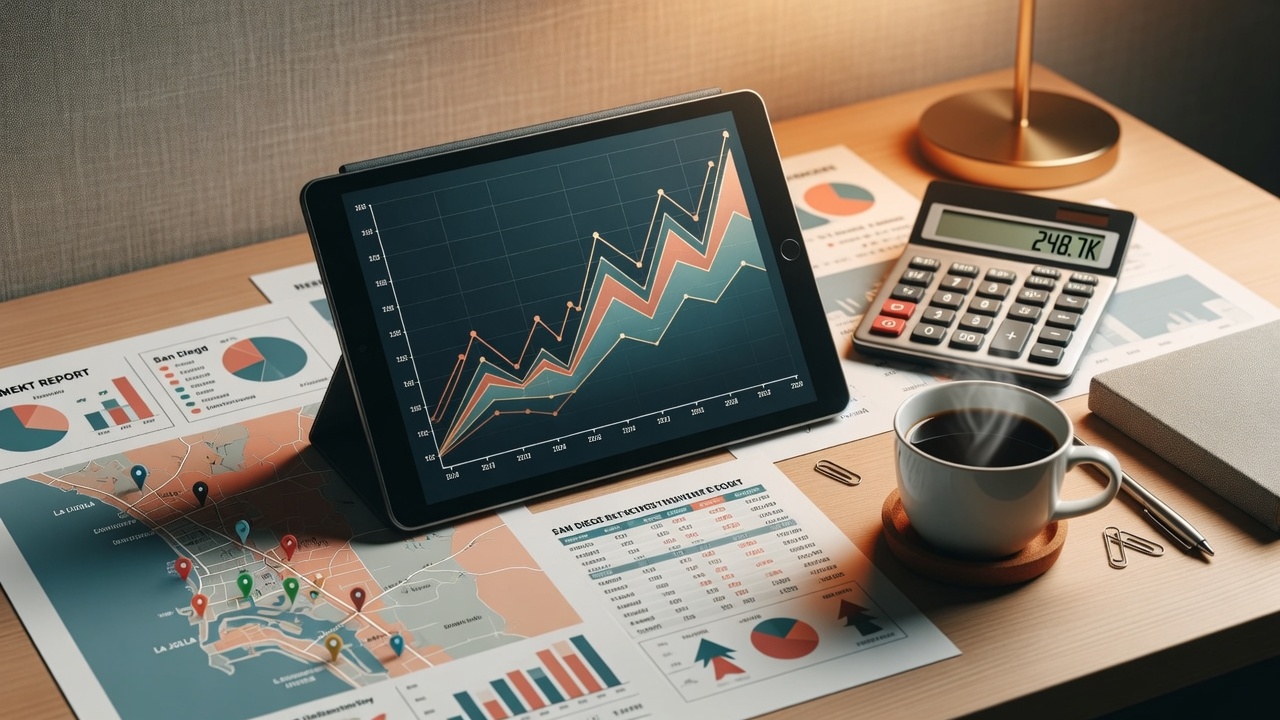 Real estate investment analysis with financial charts showing market trends