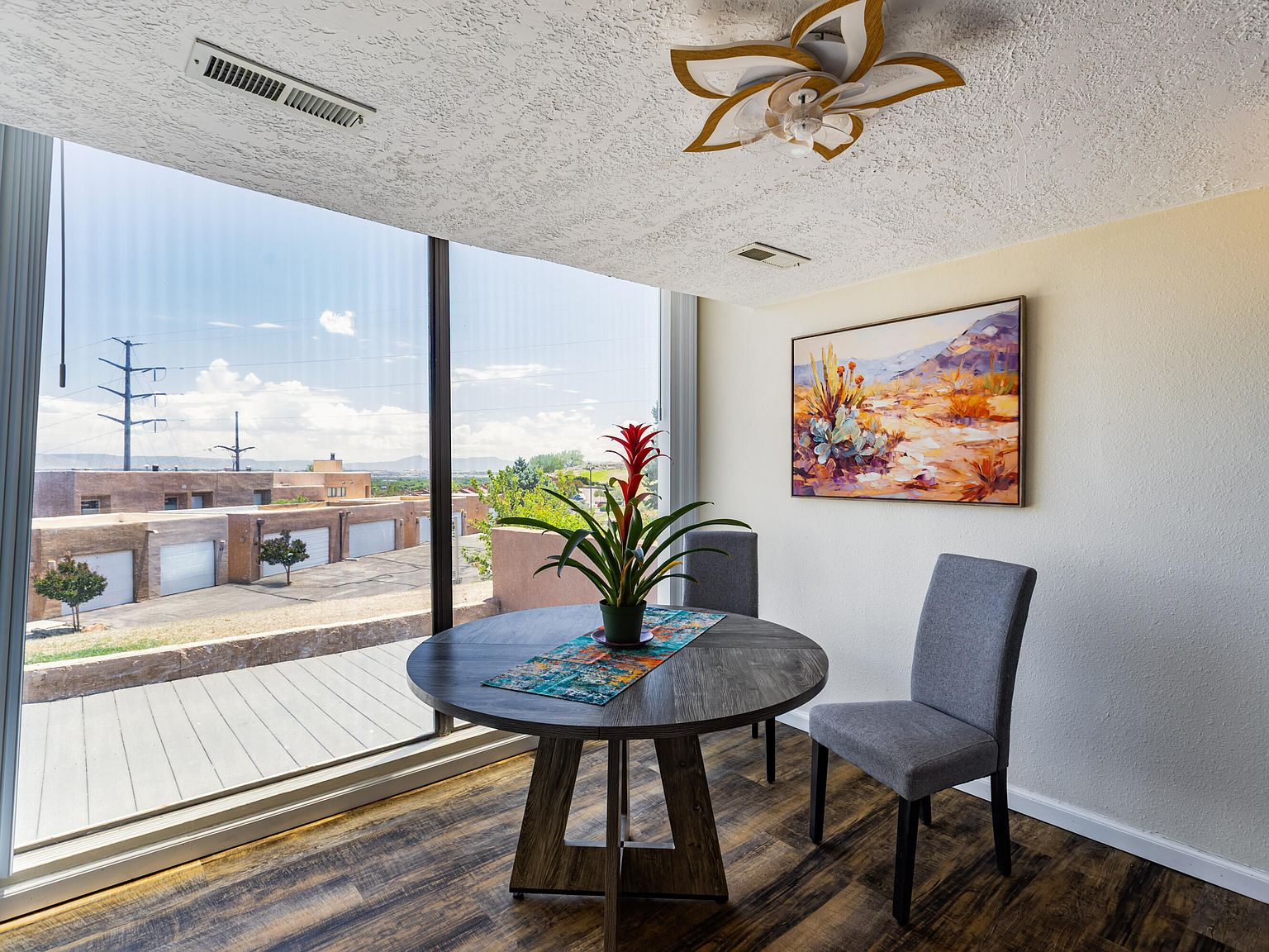 Dining area with floor-to-ceiling glass
