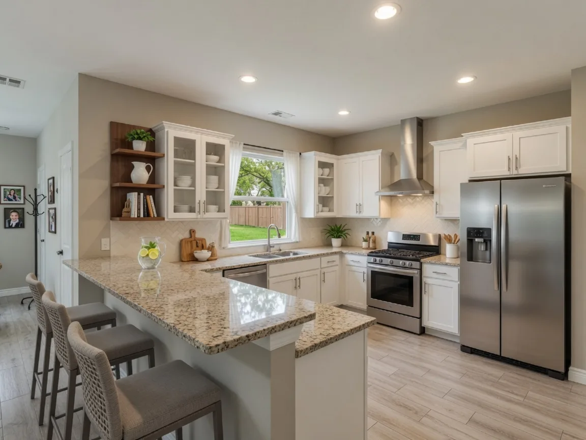 Updated kitchen with granite countertops and breakfast bar at 12011 Doubleday Drive