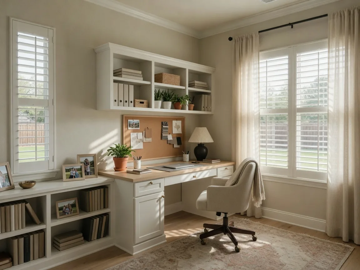 Private home office in a spacious Bridge City home, ideal for remote work