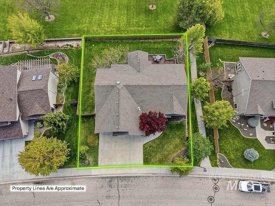 Aerial drone view of the full property lot