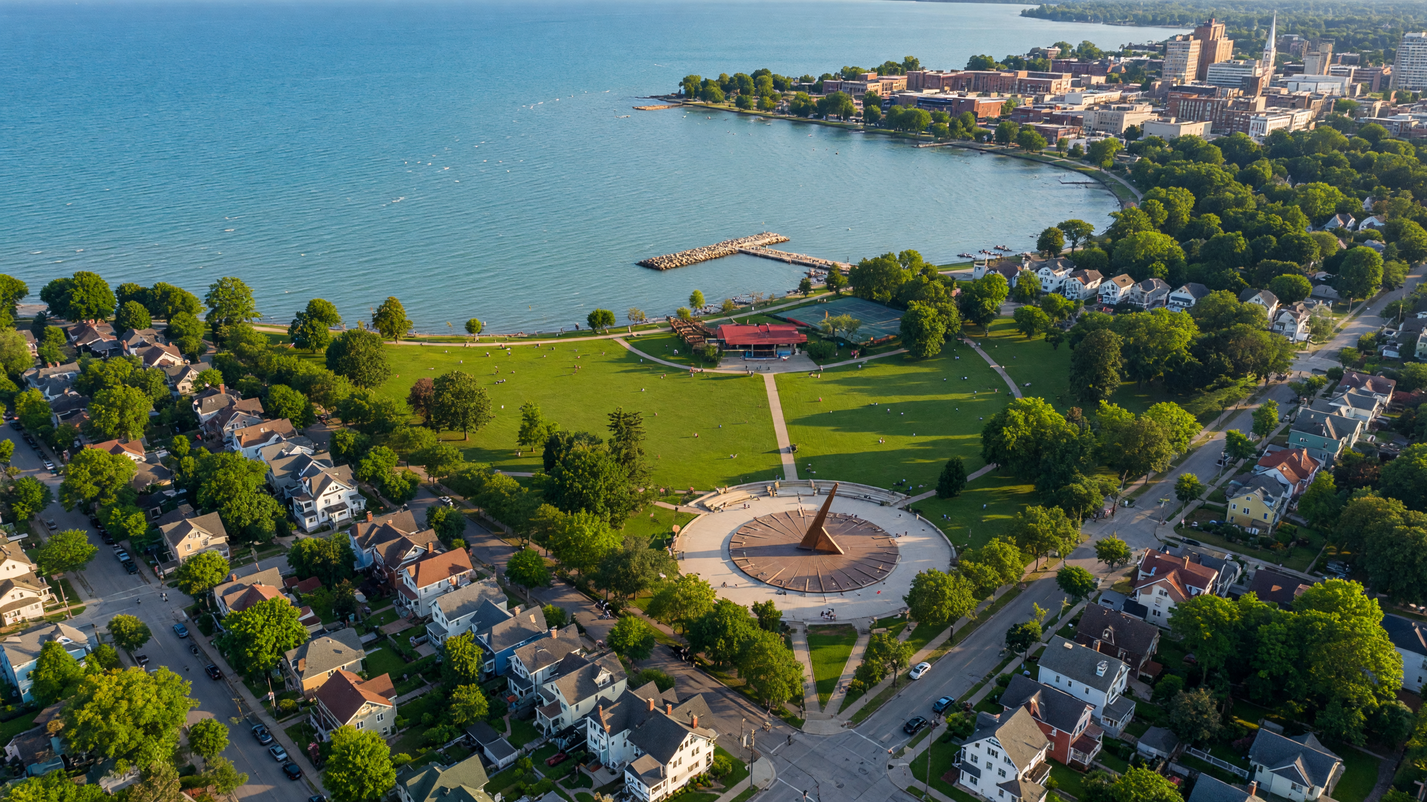 Lakewood, Ohio lakefront view along Lake Erie with Lakewood Park