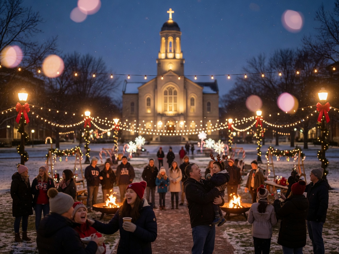 University of Dayton campus community event with festive atmosphere