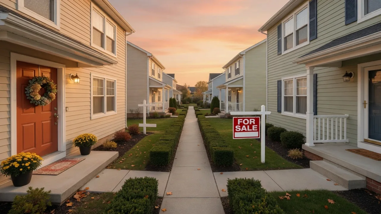 Two attractive houses with a pathway between them representing the buy-before-you-sell decision