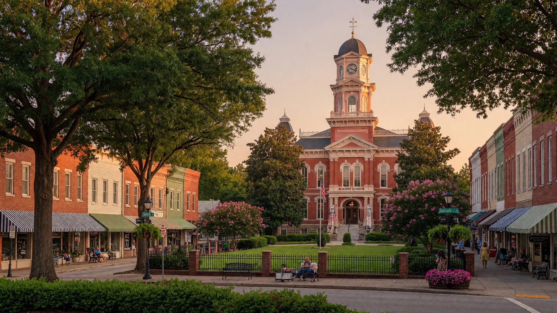 Covington Georgia historic town square and Southern architecture