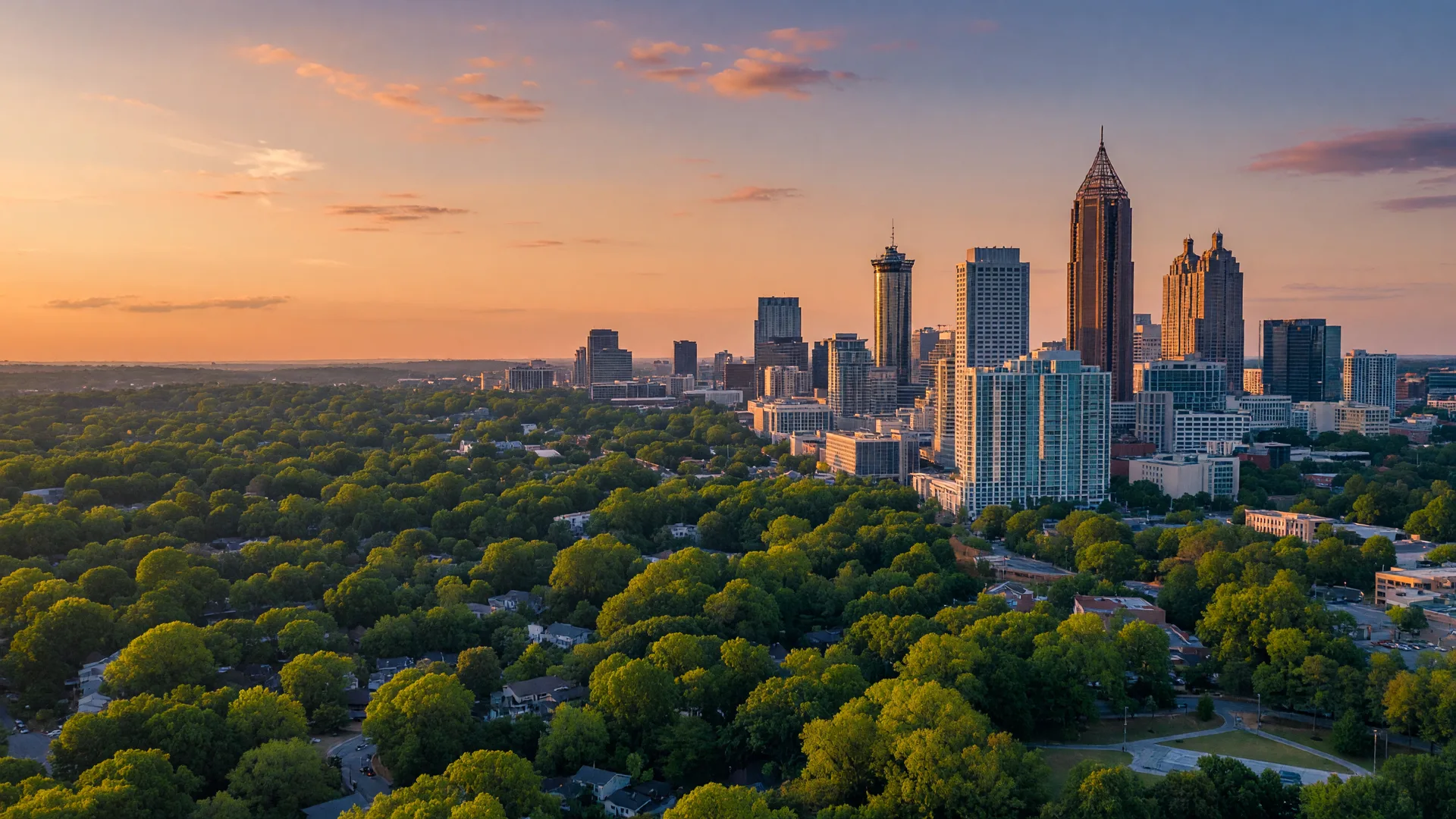 Atlanta cityscape at golden hour