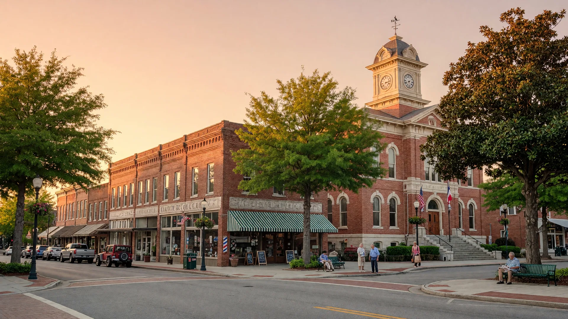 Historic Canton Georgia downtown square and courthouse area