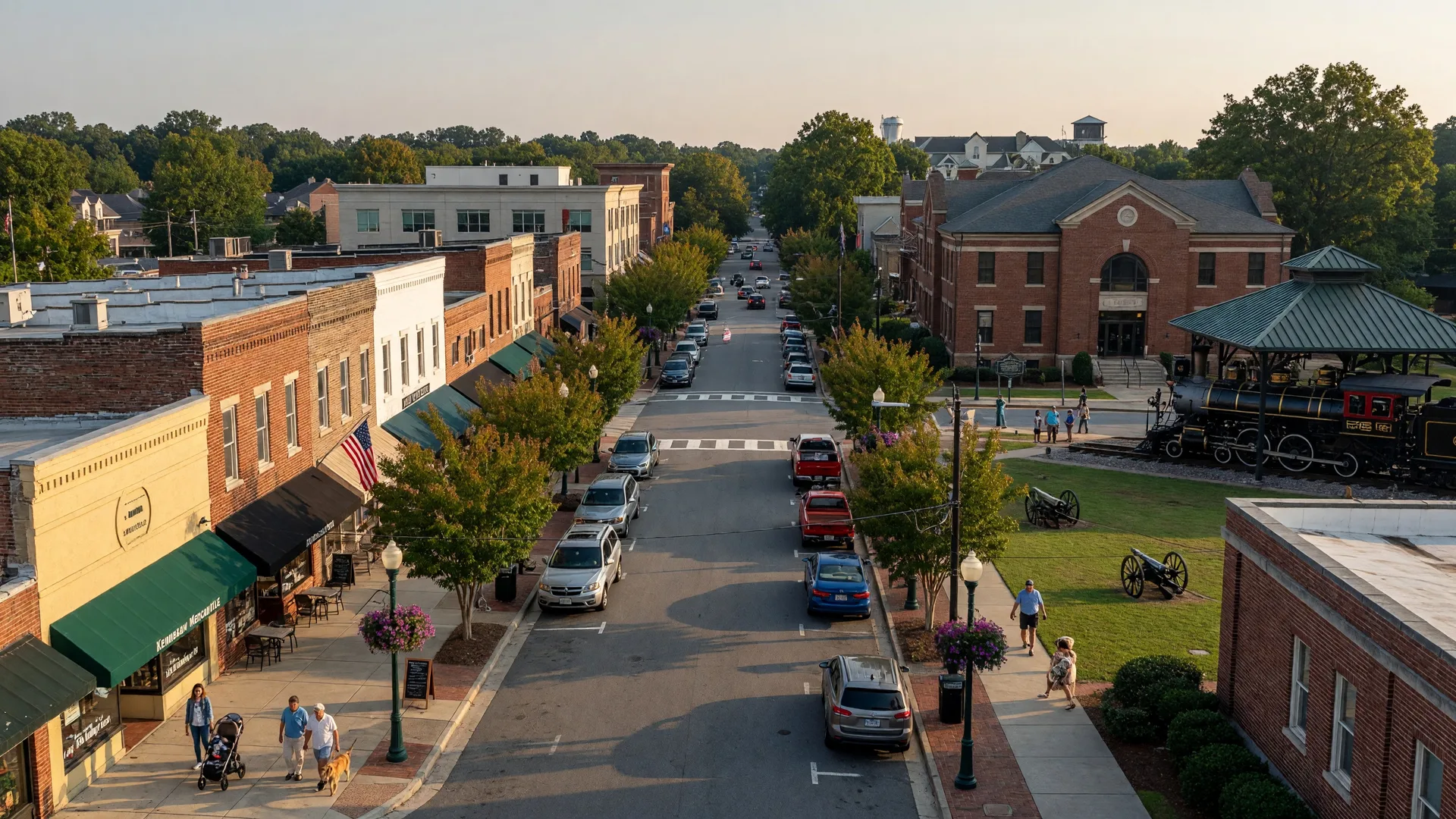 Kennesaw Georgia downtown district and community streetscape