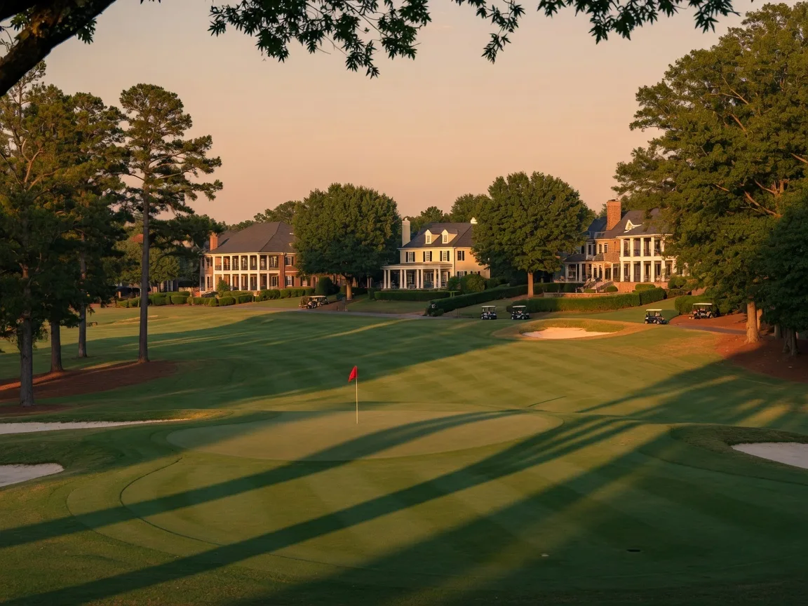 Rolling fairways of Atlanta Country Club golf course with mature trees and homes in the background