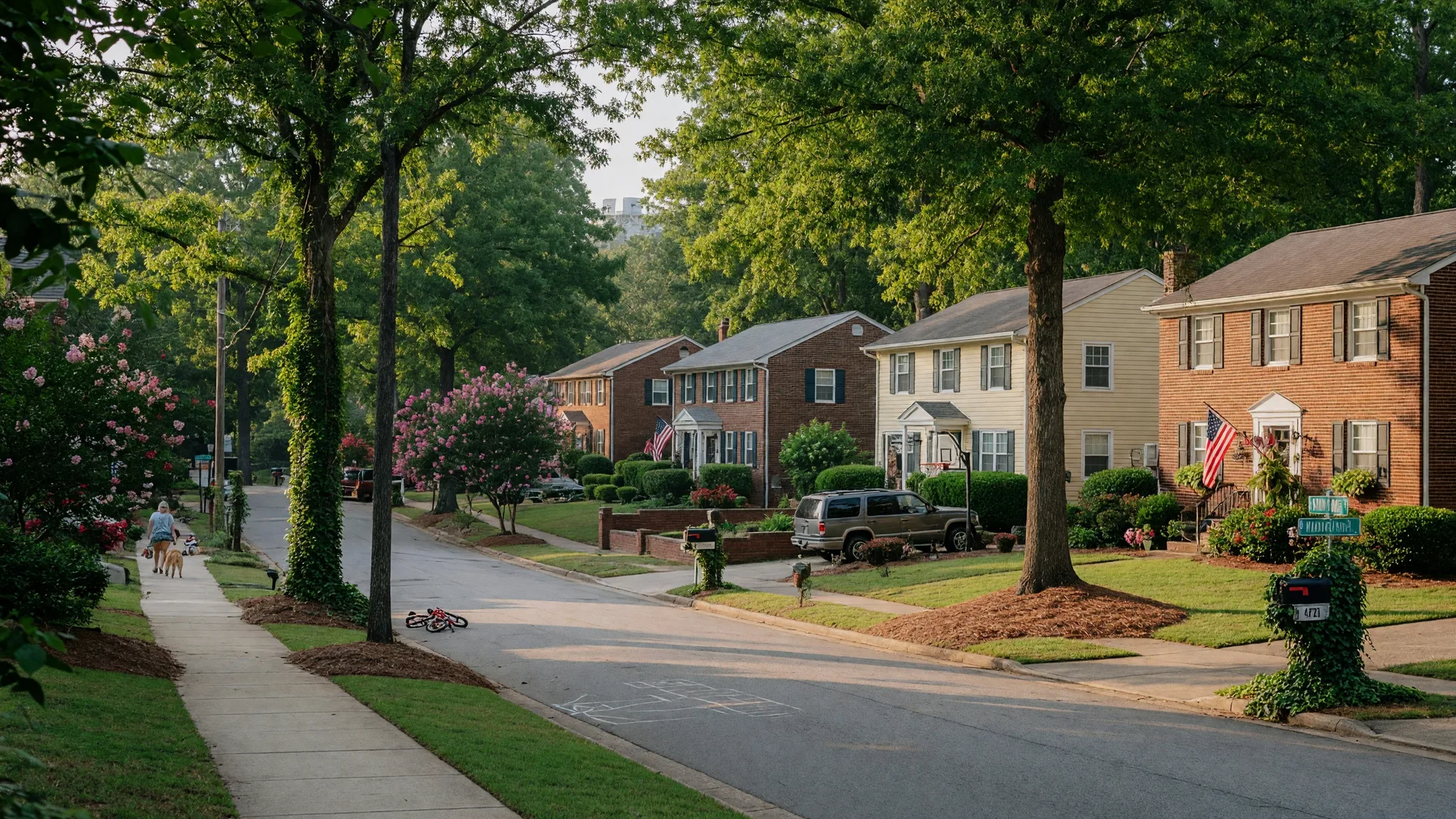 Mableton Georgia suburban neighborhood with tree-lined streets and Silver Comet Trail access