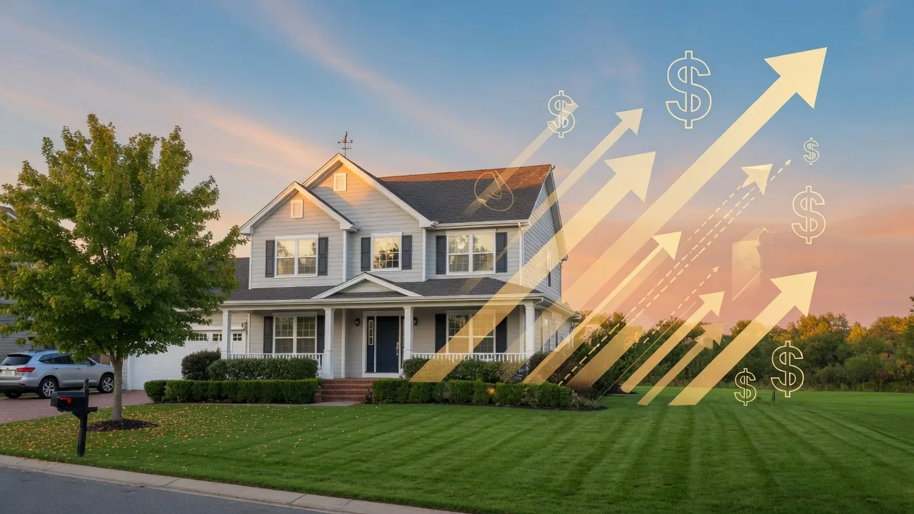A clock blended with a suburban Atlanta home symbolizing the timeline for selling a home