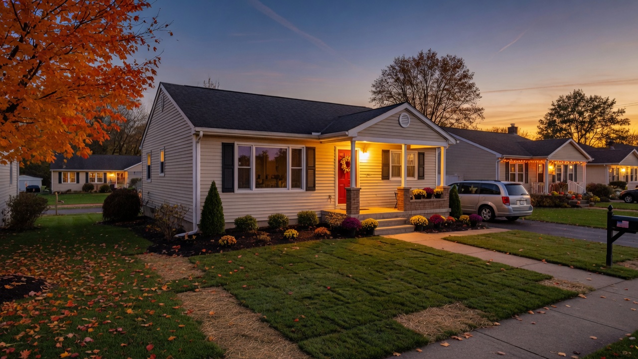 Northeast Ohio home at dusk