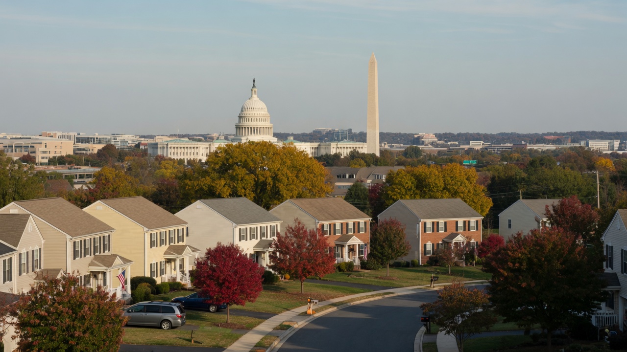 Washington DC metro area seen from a Northern Virginia neighborhood