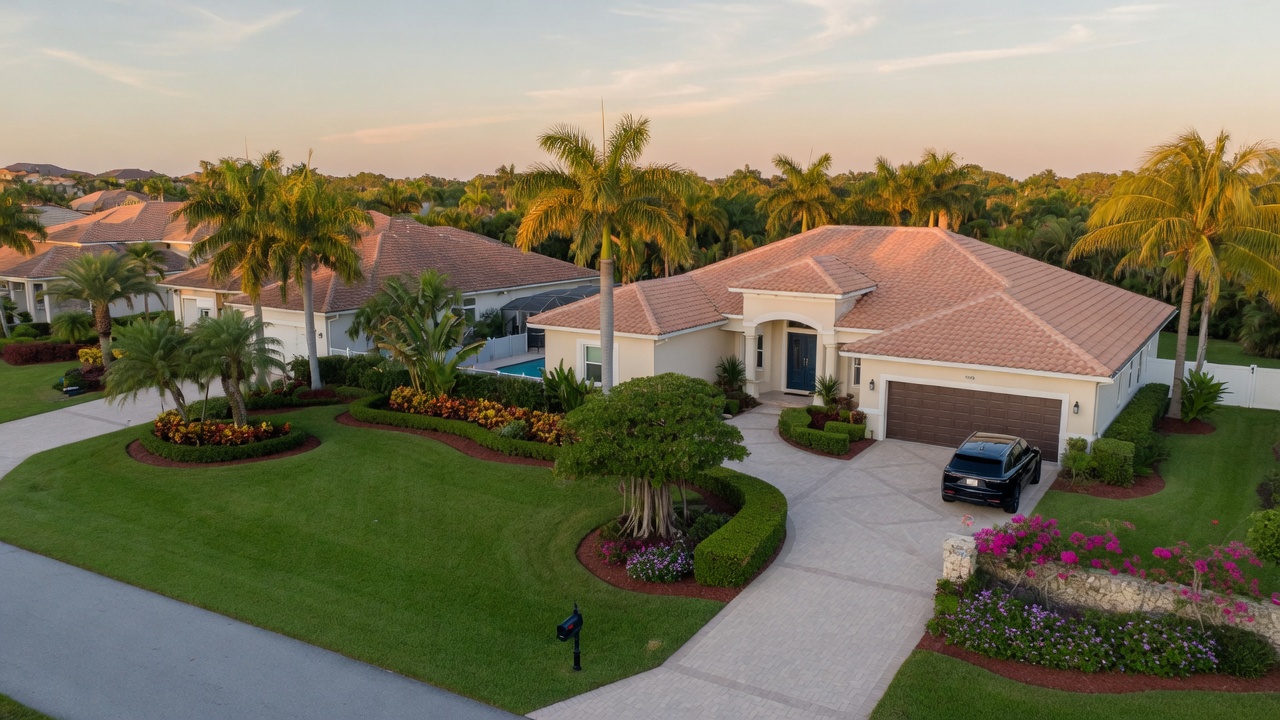 Beautiful Florida home exterior with well-maintained landscaping