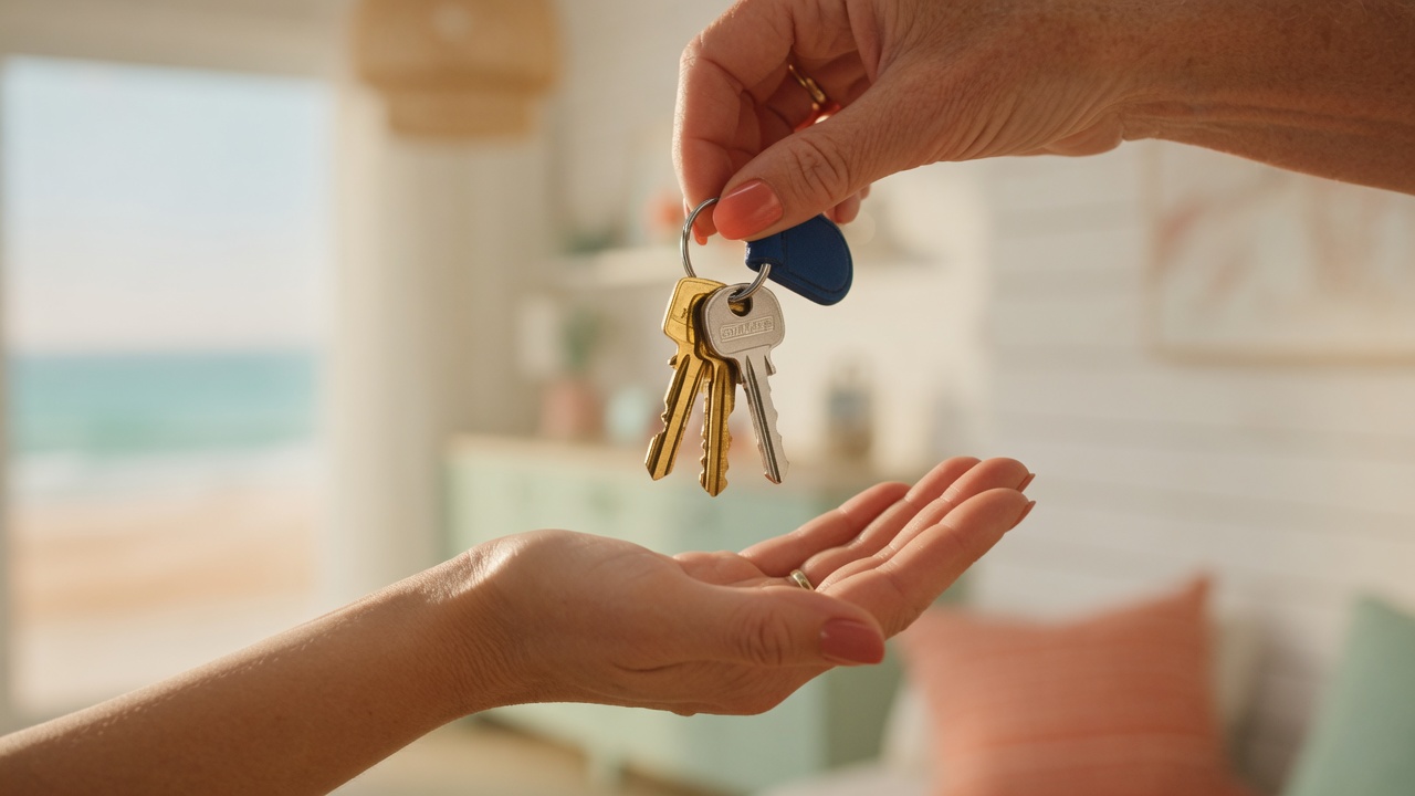 House keys being placed into an open palm