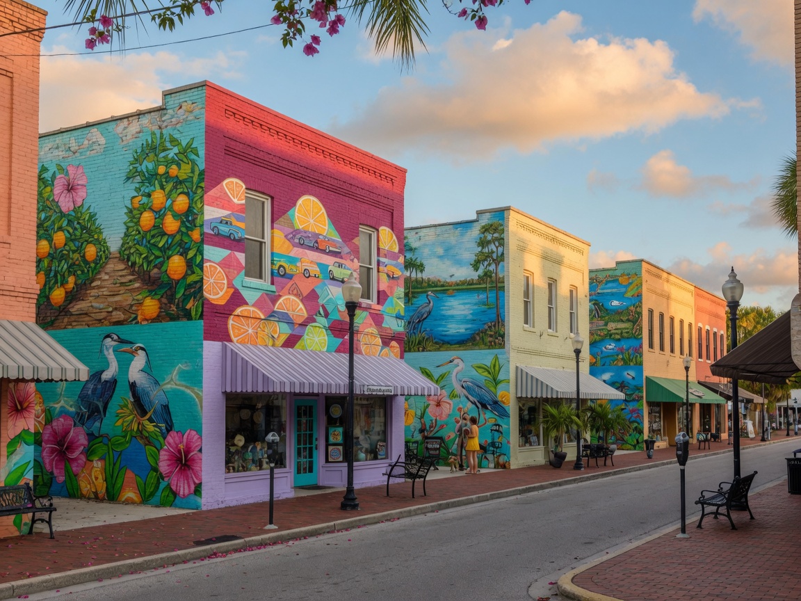 Colorful murals on downtown Sebring buildings