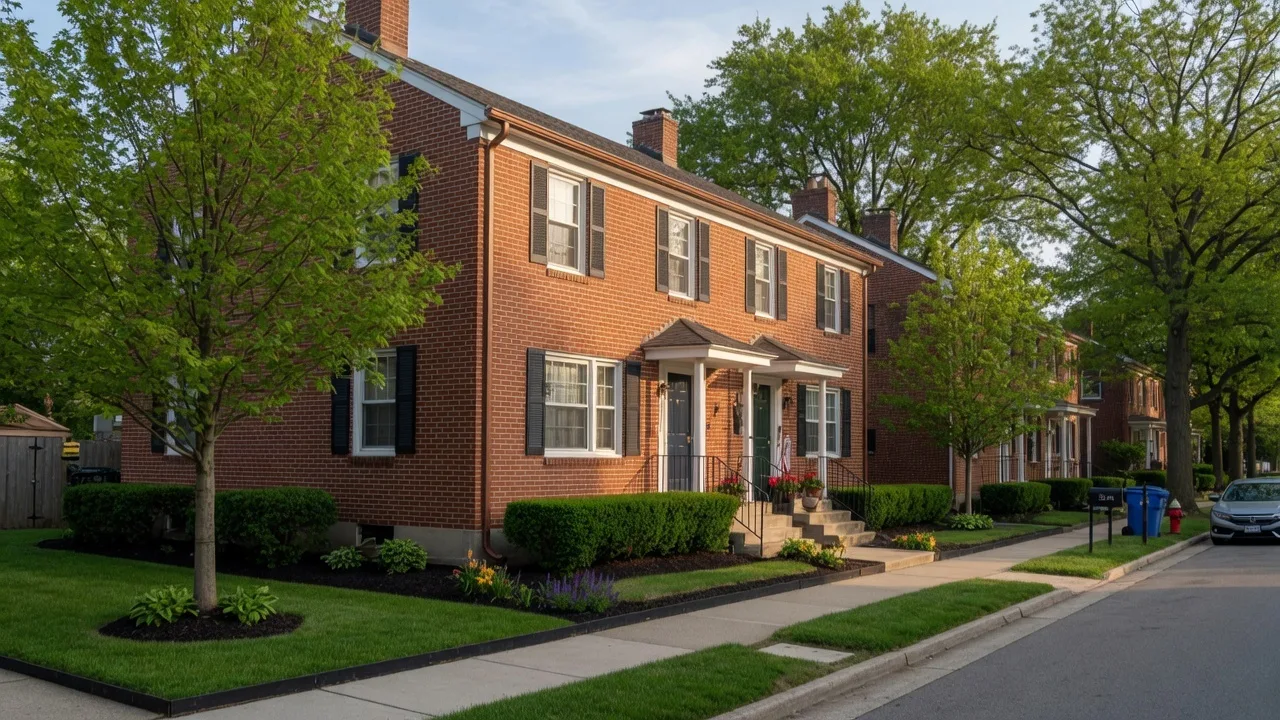 A multi-unit residential investment property in Dayton Ohio with a well-maintained brick exterior showing good curb appeal