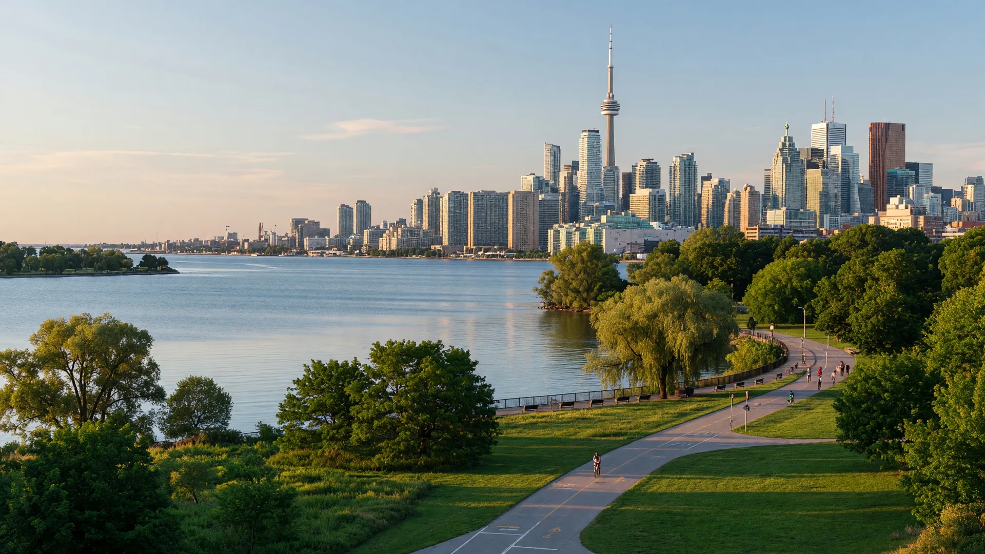 Humber Bay Park waterfront view looking toward the Toronto skyline