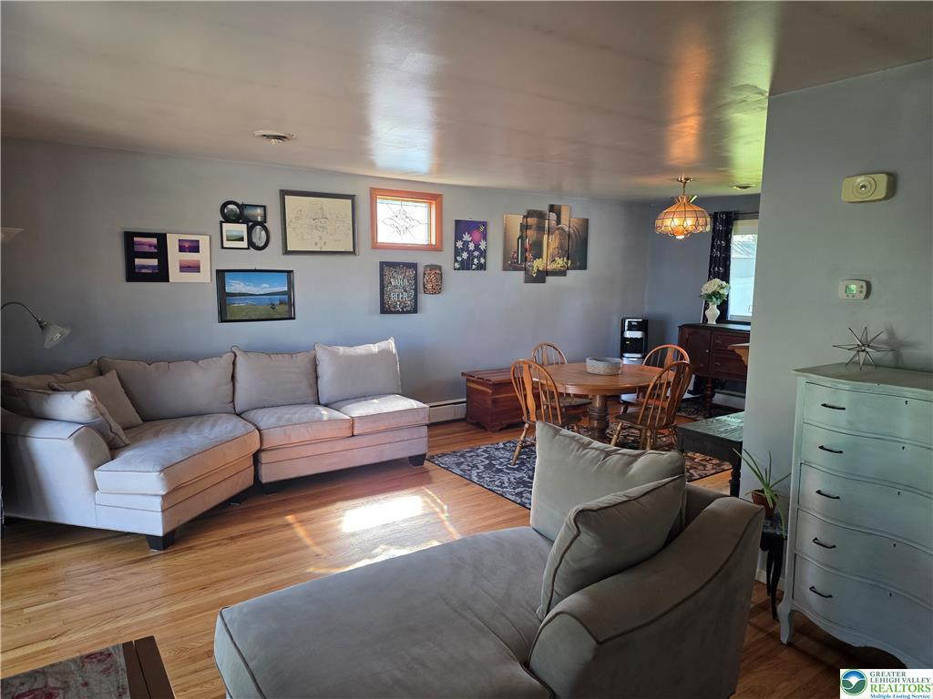Open-concept living and dining area