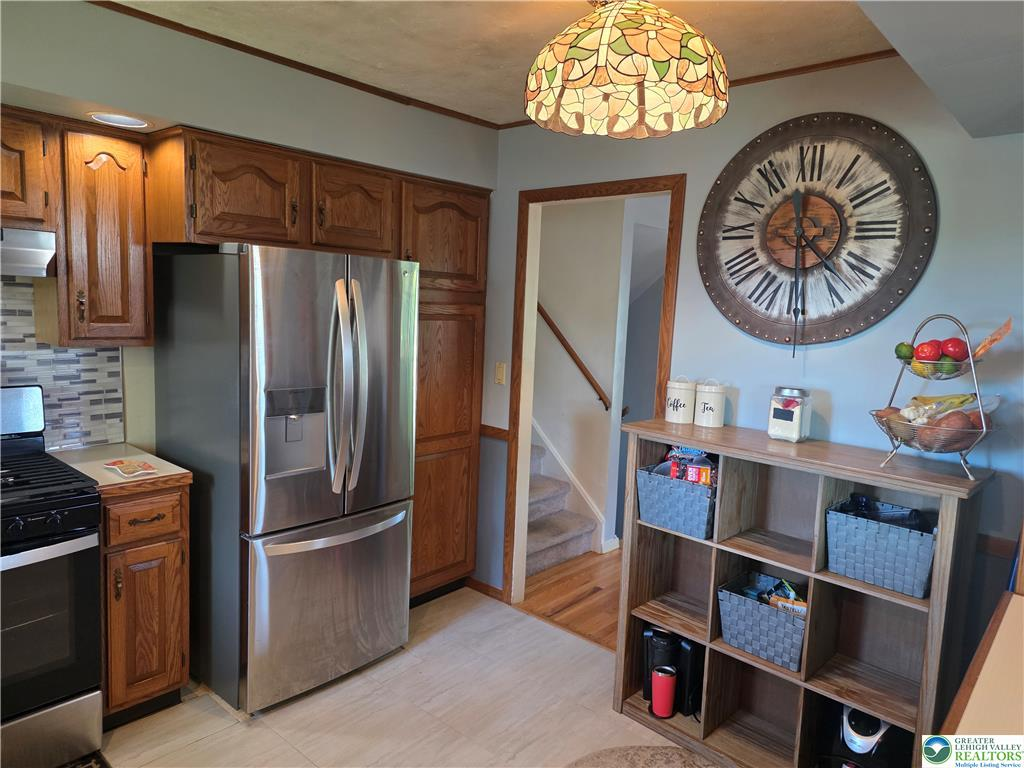 Kitchen with stainless steel appliances