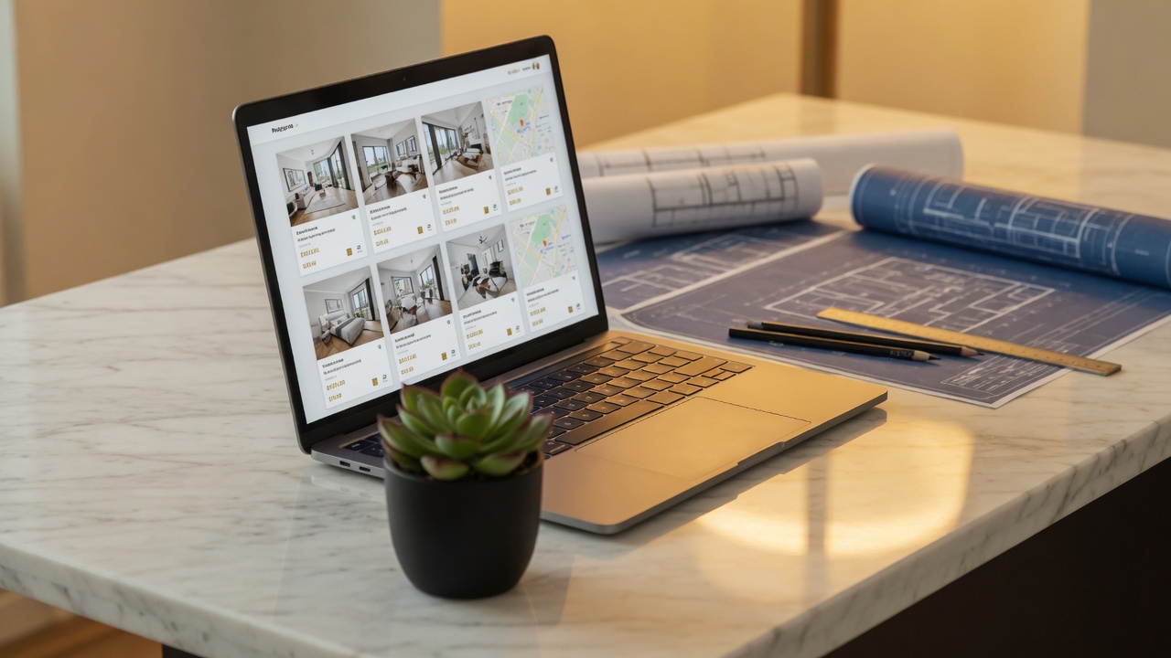 Modern workspace representing AI-driven real estate