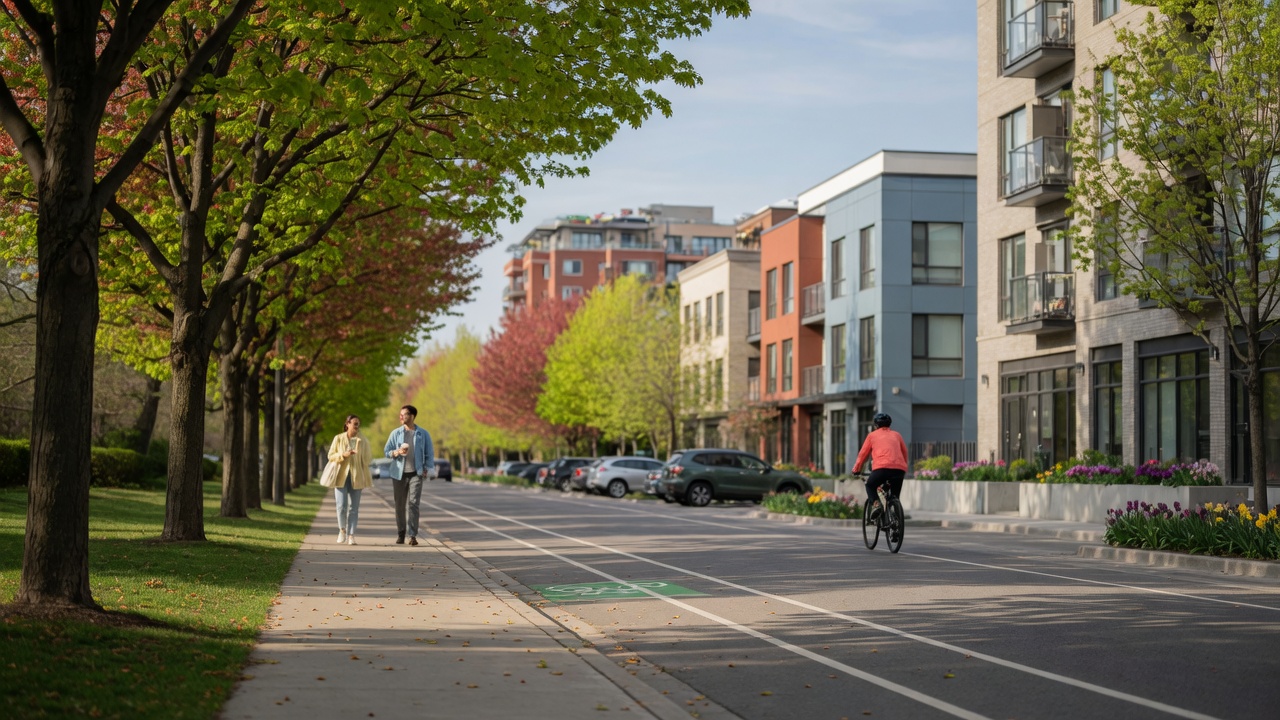 Tree-lined streetscape in the Downsview Park neighbourhood, North York