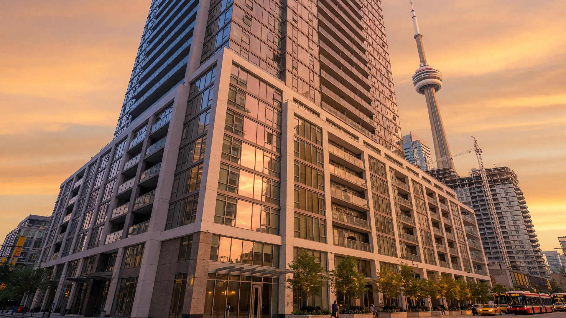 Downtown Toronto condo towers at golden hour — the Toronto condo market is showing signs of a strong recovery