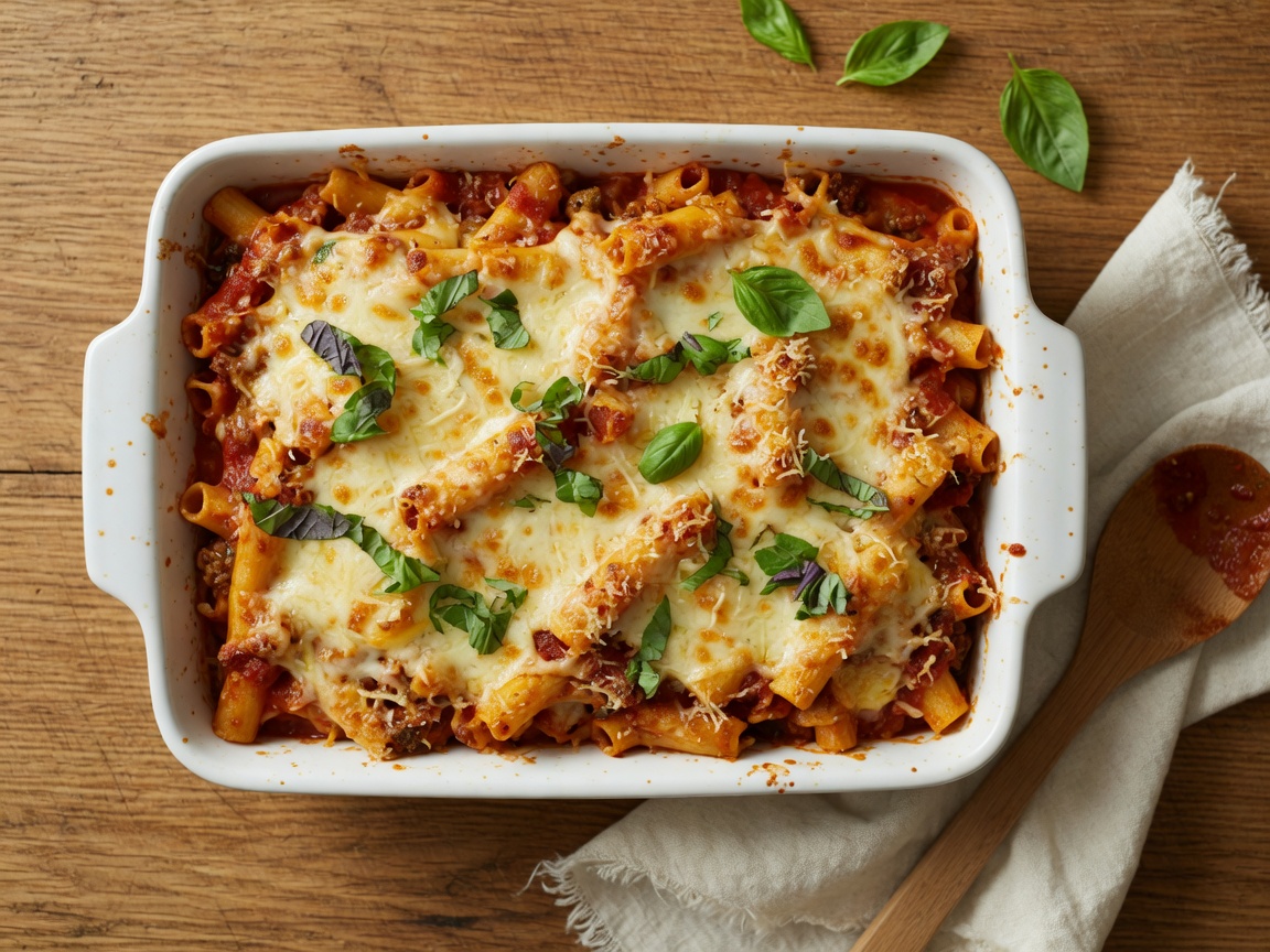 Make-Ahead Baked Ziti with Three Cheeses