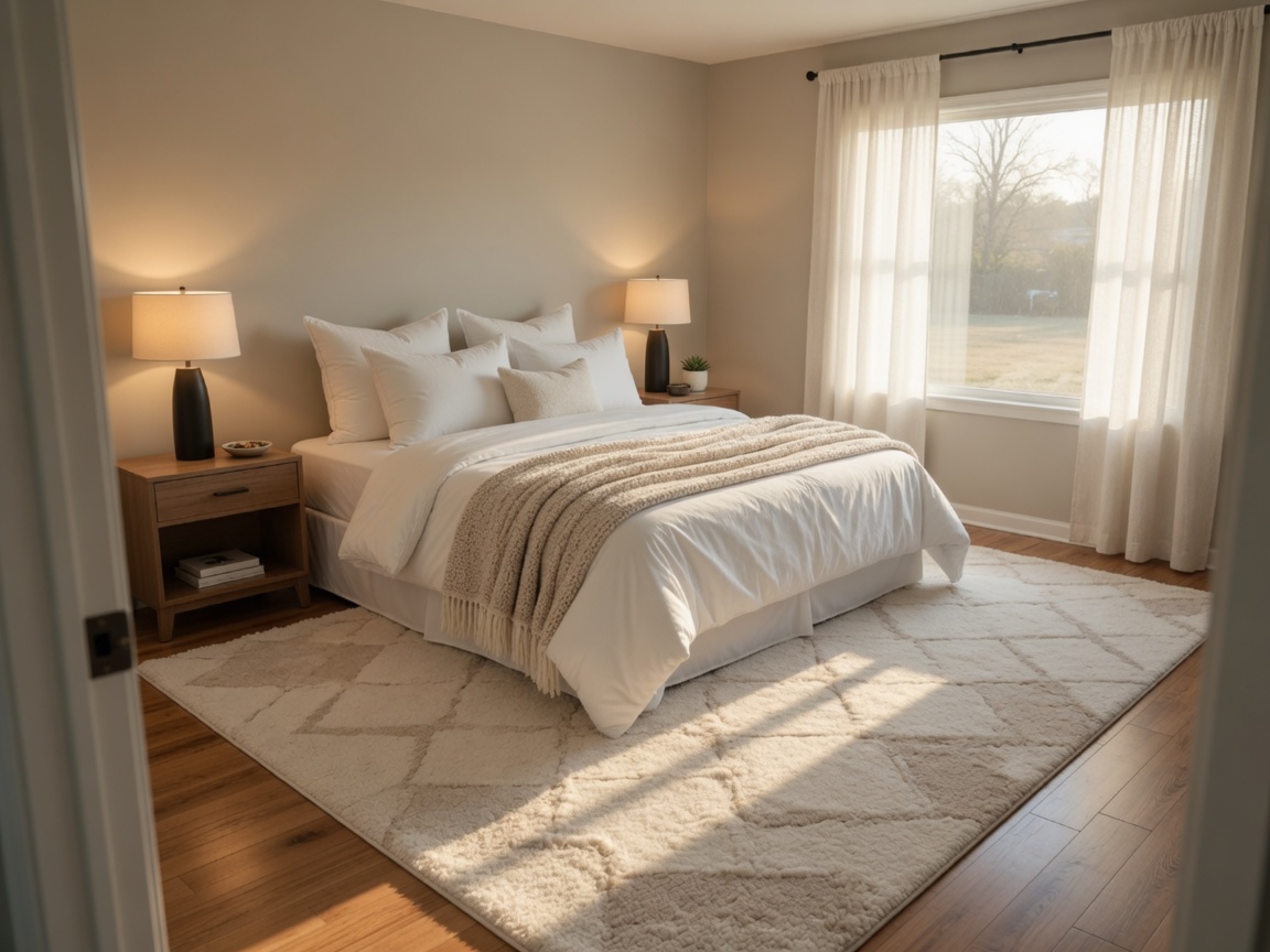Calming primary bedroom in a modern Tulsa-area home with neutral tones, king bed, and natural light
