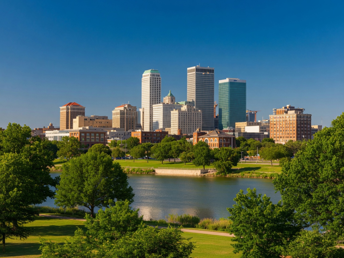 Tulsa's Gathering Place park — a vibrant community space along the Arkansas River