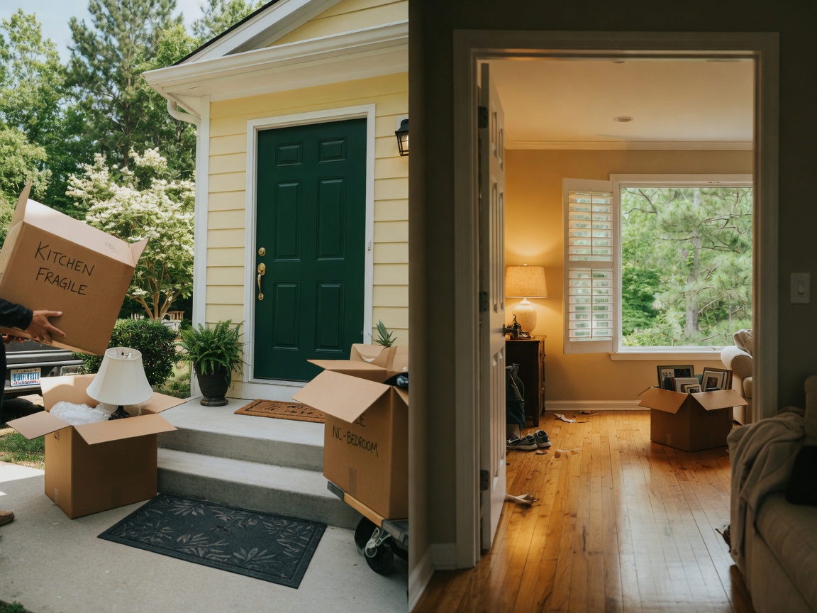 Moving boxes and a new home entrance