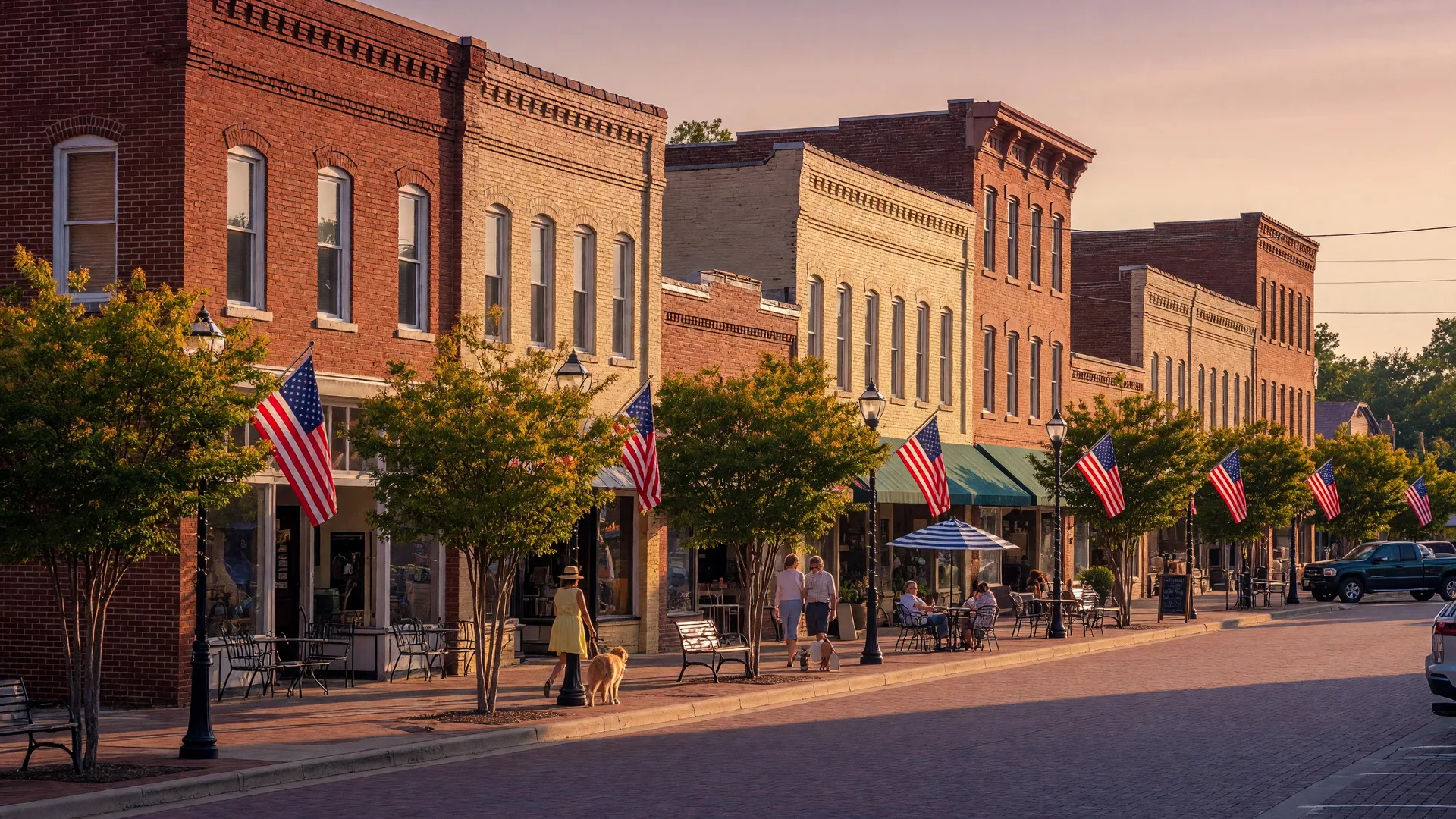 Historic downtown district in Apex NC