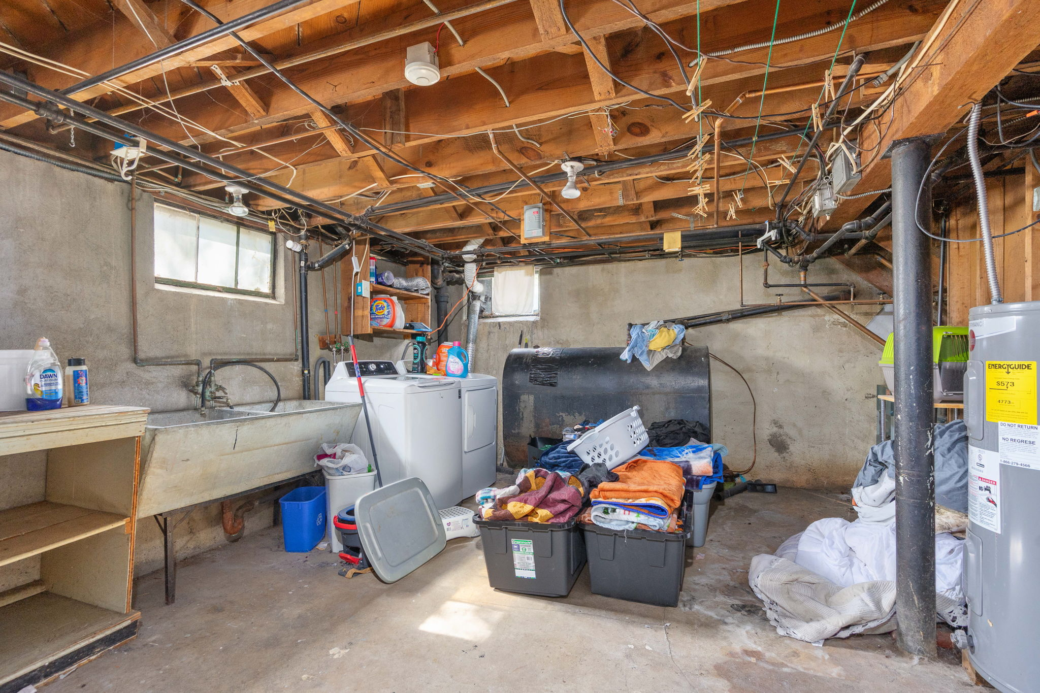 Basement utility and laundry area