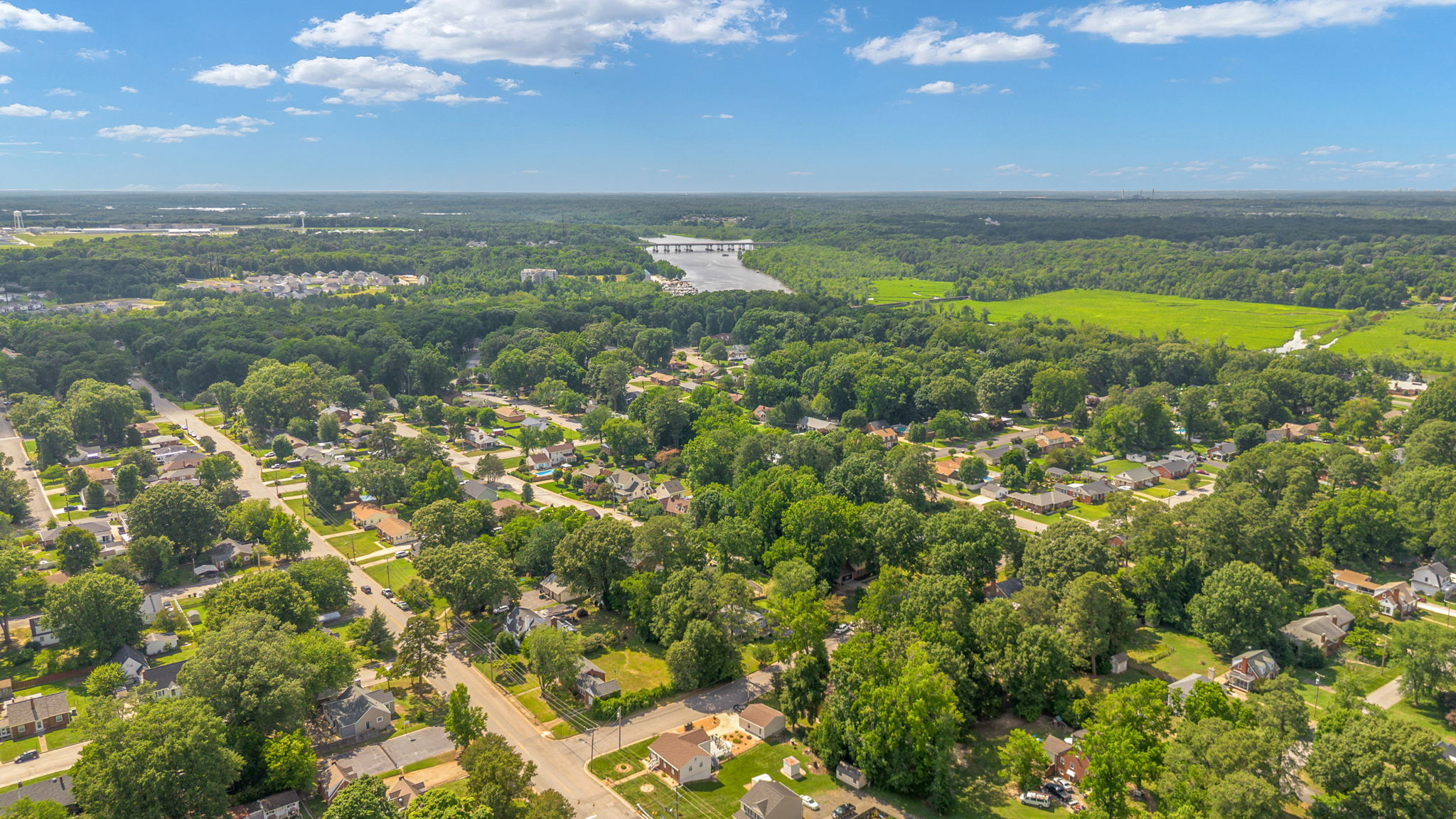 Drone aerial view of the Crescent Hills Annex neighborhood