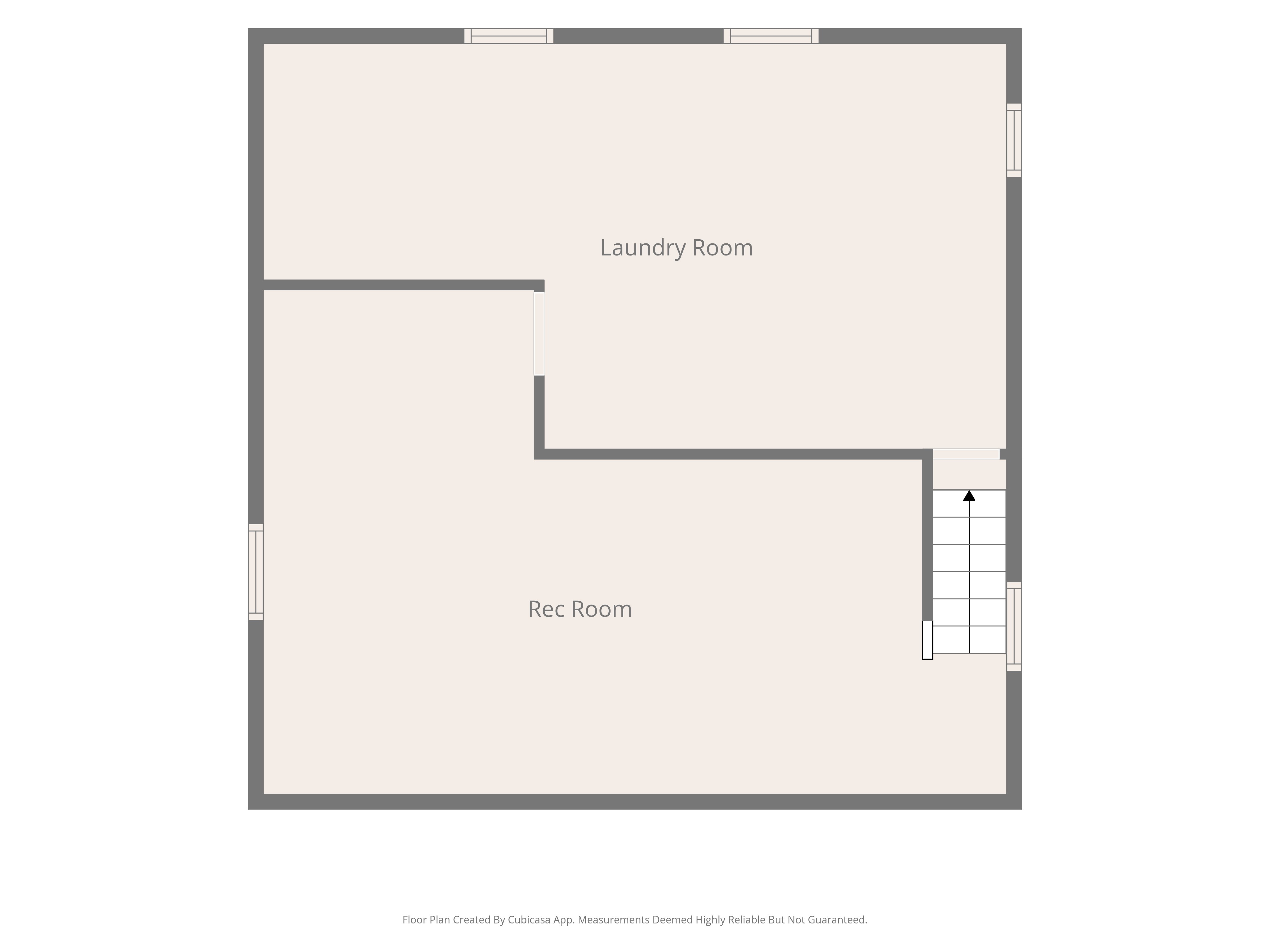 Basement floor plan showing rec room and laundry