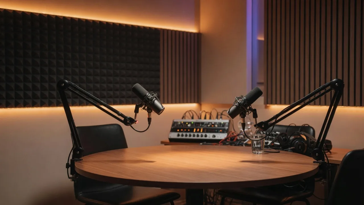 Professional podcast microphone setup