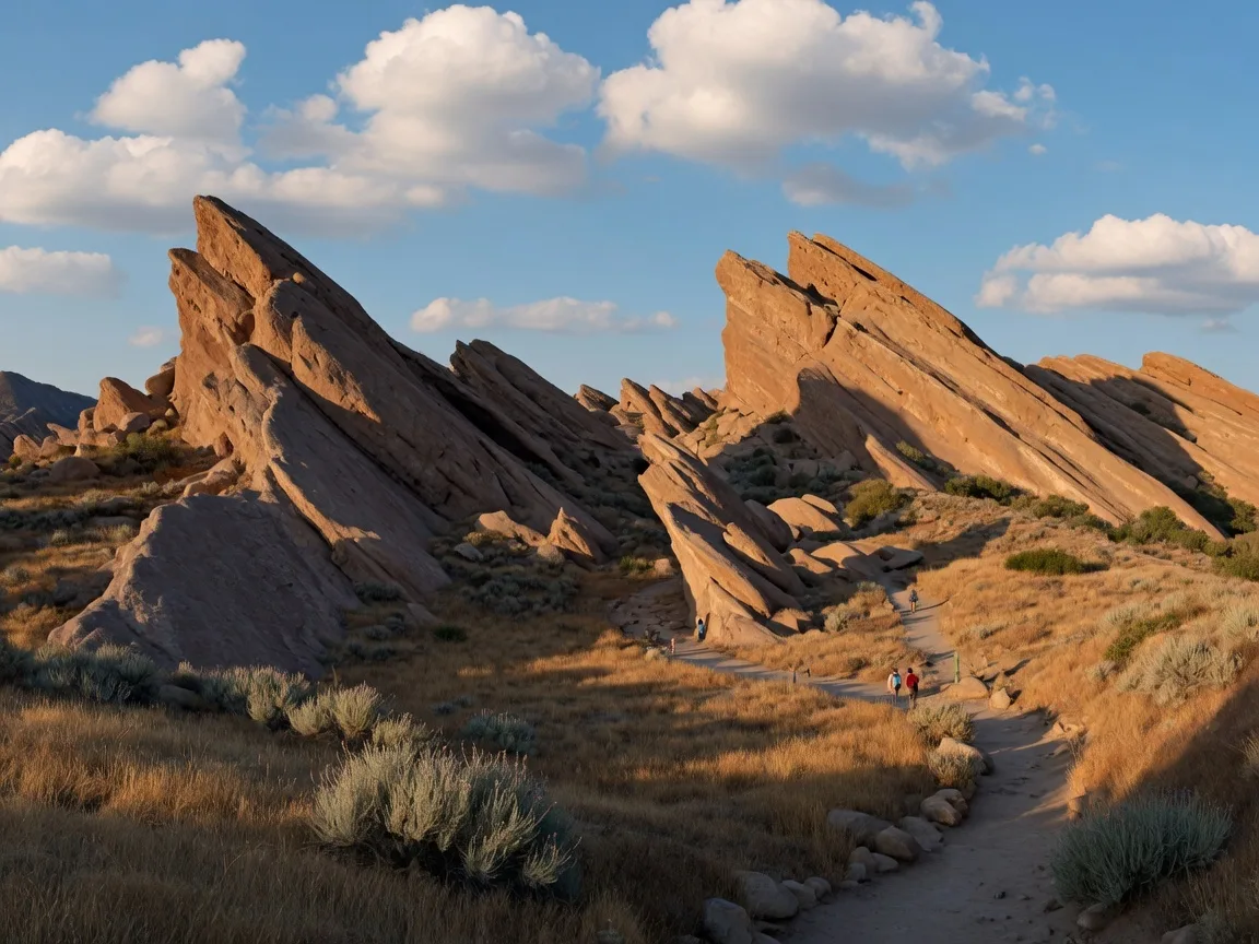 Dramatic sandstone rock formations at Vasquez Rocks Natural Area Park near Santa Clarita
