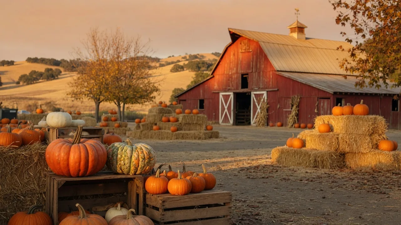 Pumpkin patch and fall harvest scene in Santa Clarita Valley