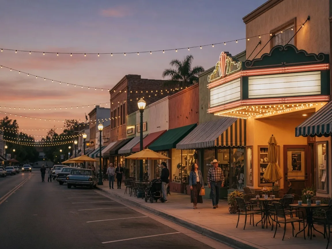 The MAIN theater marquee and entrance on Main Street in Old Town Newhall, Santa Clarita