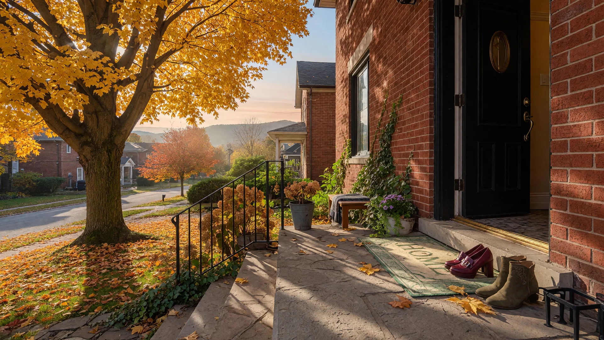Cozy front porch of a Hamilton Mountain family home
